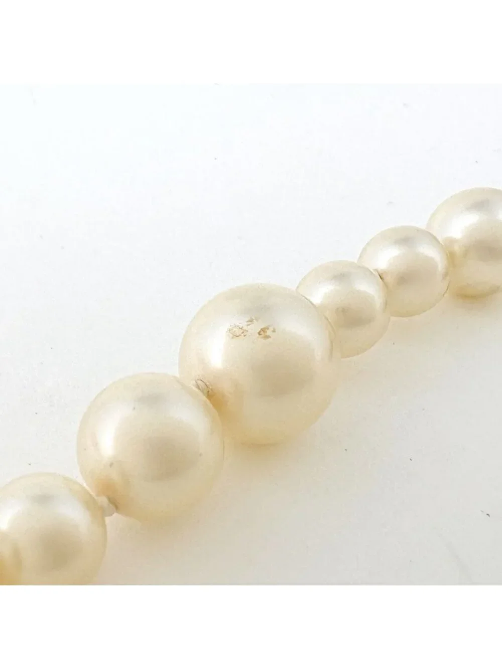 Chanel Necklace CC Logo Faux Pearl White Gold